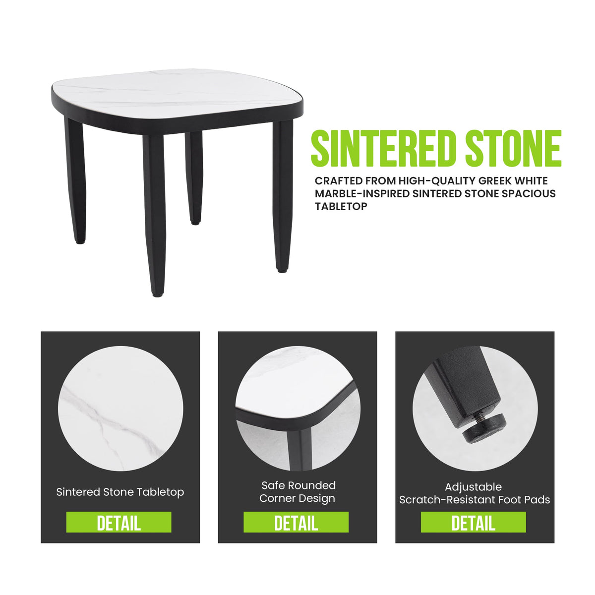 3-Piece Aluminum Patio Conversation Set with Swivel Chairs