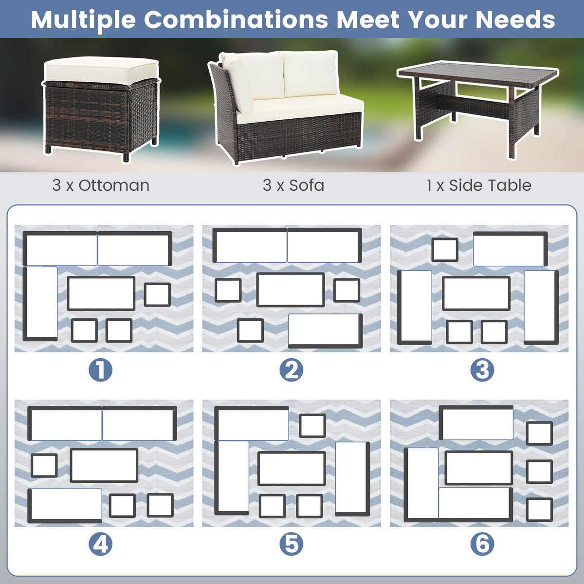 DirectDeals 7-Piece Wicker Outdoor Patio Furniture Set