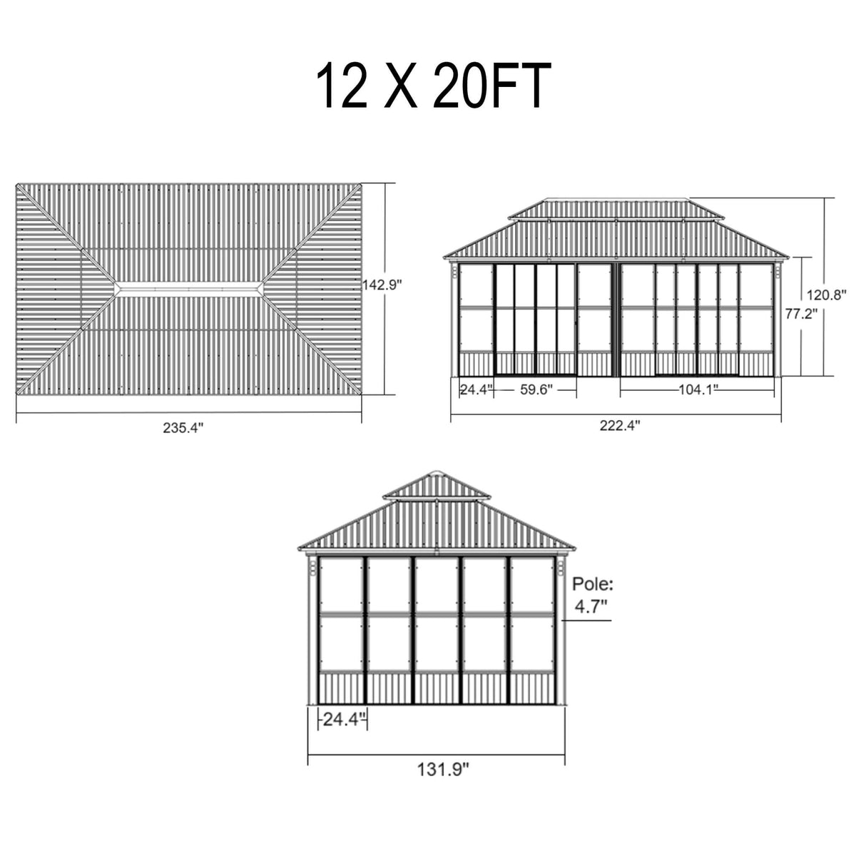 Oasis Hardtop Sunroom with Aluminum Frame and LED Lights