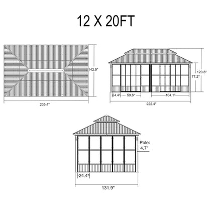 Oasis Hardtop Sunroom with Aluminum Frame and LED Lights