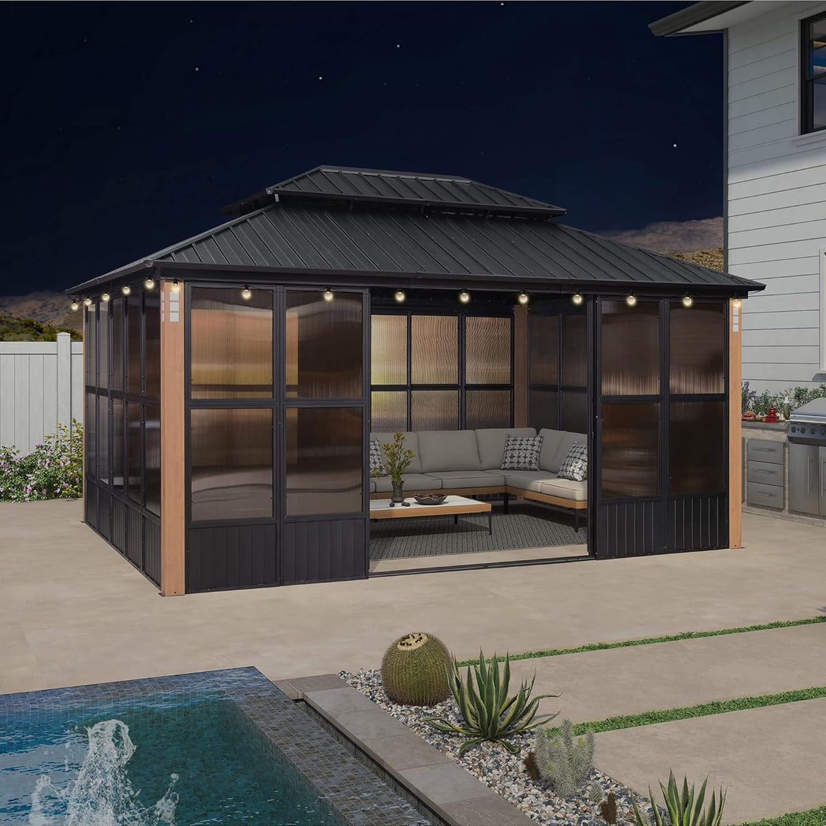 Oasis Hardtop Sunroom with Aluminum Frame and LED Lights