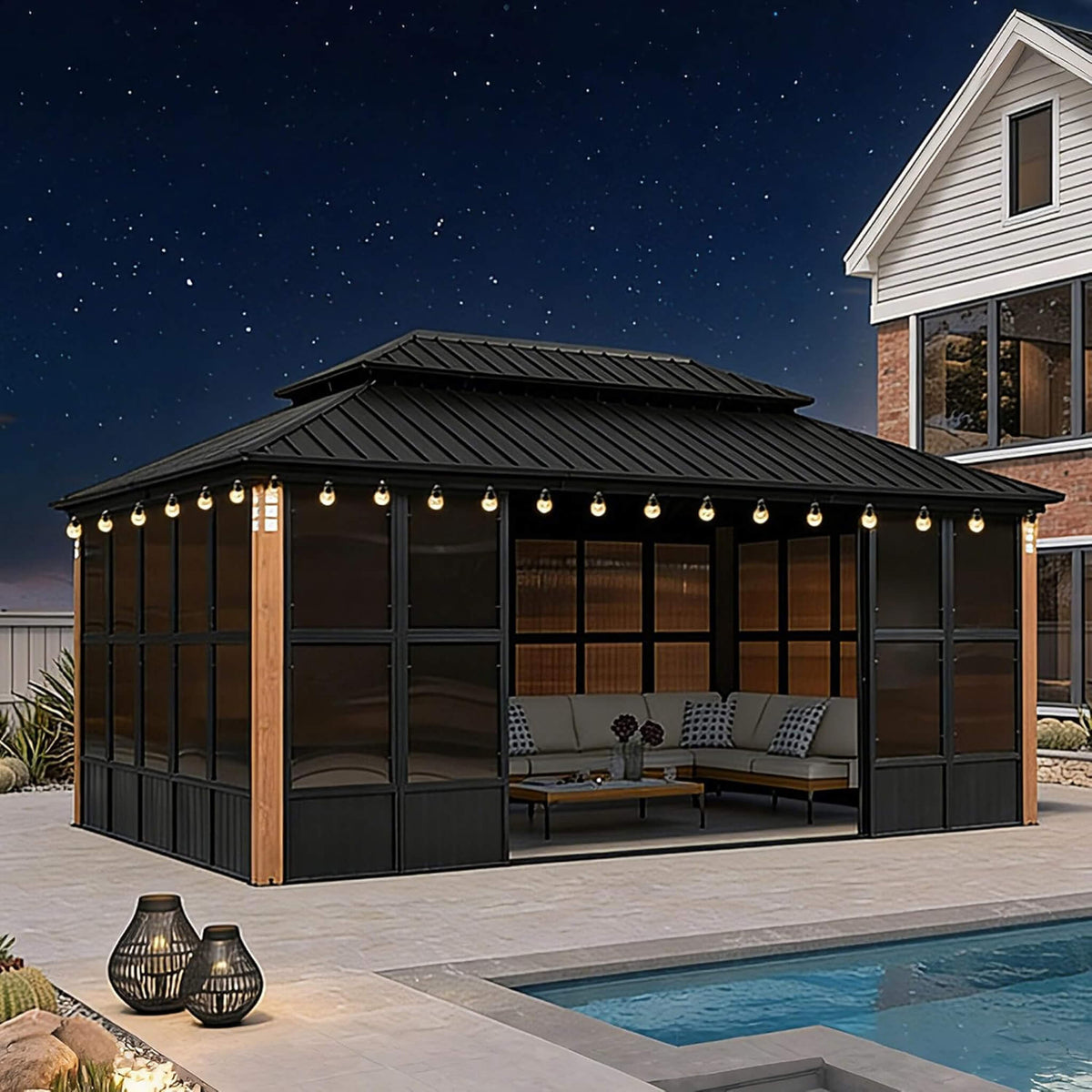 Oasis Hardtop Sunroom with Aluminum Frame and LED Lights