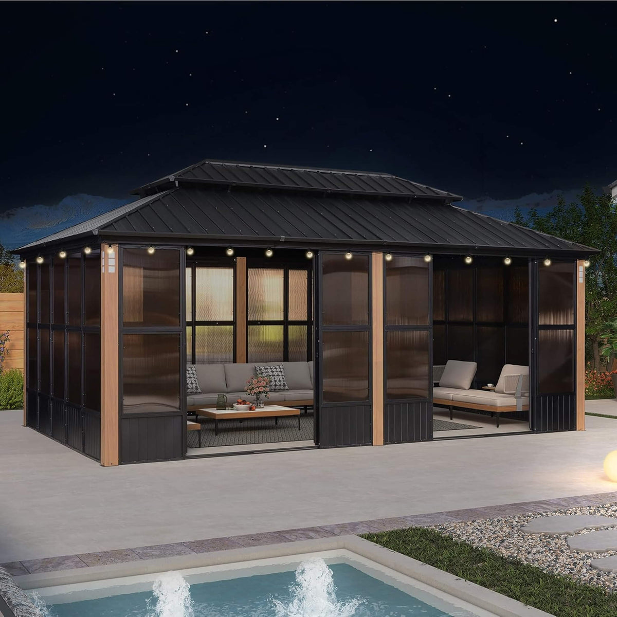 Oasis Hardtop Sunroom with Aluminum Frame and LED Lights