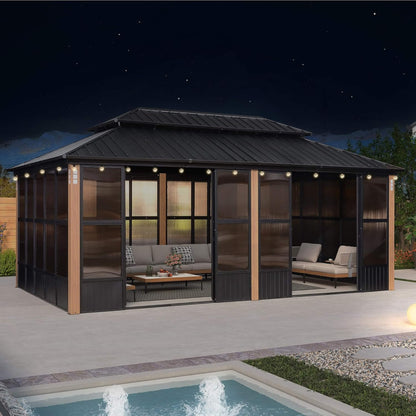 Oasis Hardtop Sunroom with Aluminum Frame and LED Lights