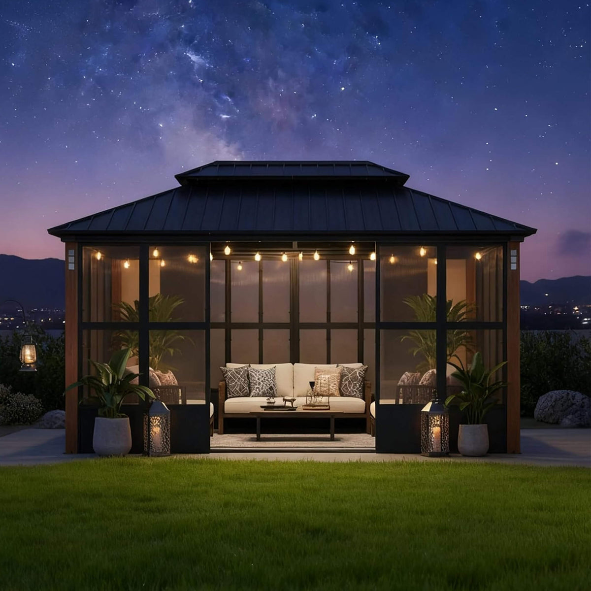 Oasis Hardtop Sunroom with Aluminum Frame and LED Lights