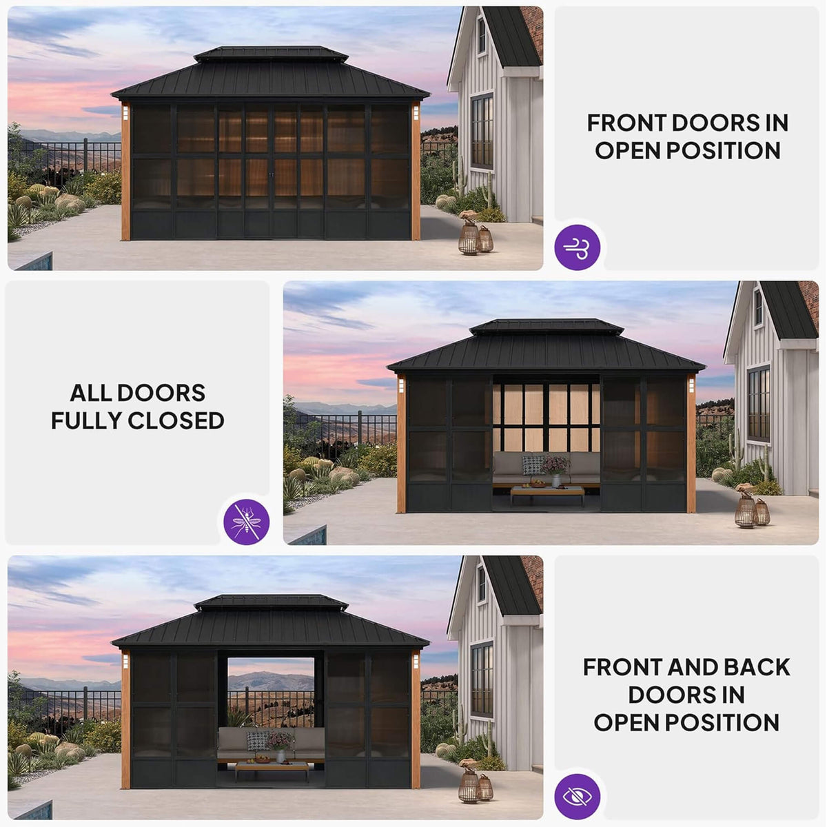 Oasis Hardtop Sunroom with Aluminum Frame and LED Lights