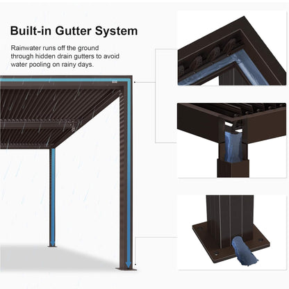 Premium Aluminum Louvered Pergola with LED Lights
