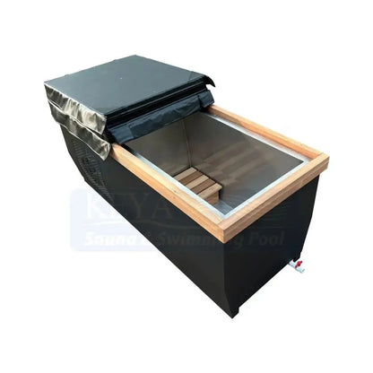 Stainless Steel Cold Plunge Pool with Integrated Chiller and Cedar Exterior